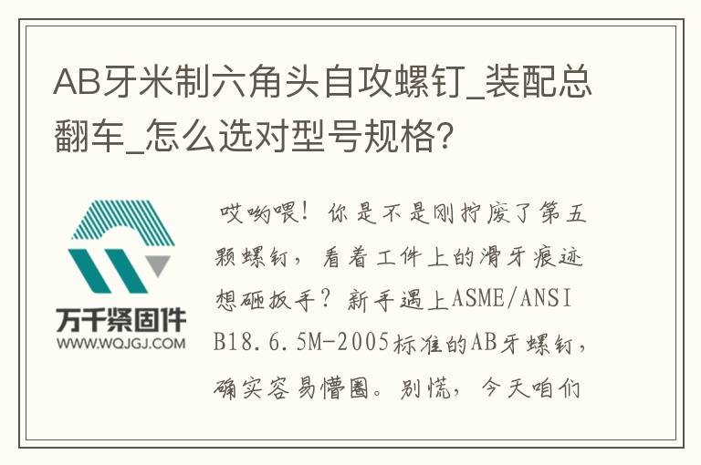 AB牙米制六角頭自攻螺釘_裝配總翻車_怎么選對(duì)型號(hào)規(guī)格？