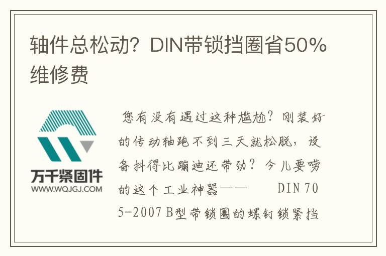 軸件總松動(dòng)?DIN帶鎖擋圈省50%維修費(fèi)