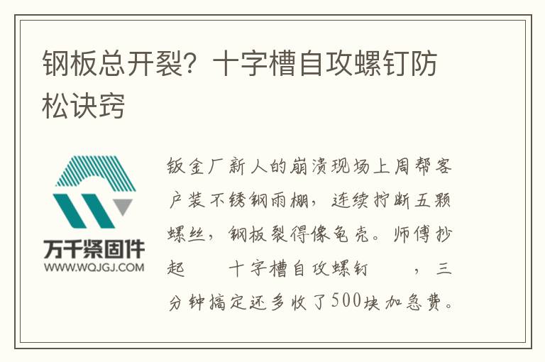 鋼板總開裂？十字槽自攻螺釘防松訣竅