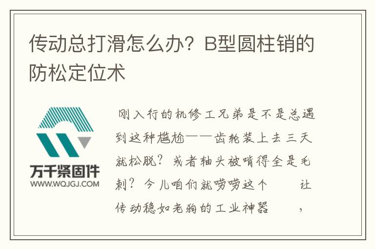 傳動總打滑怎么辦？B型圓柱銷的防松定位術